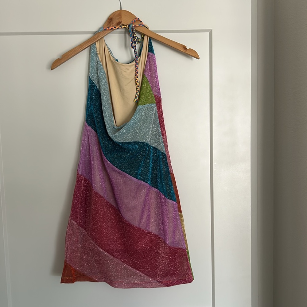 KURT GEIGER RAINBOW MINI DRESS SWIM COVER UP SIZE M MSRP $149.00 NWT - Picture 8 of 9